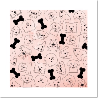 Cute Puppy Pattern (peach) Posters and Art